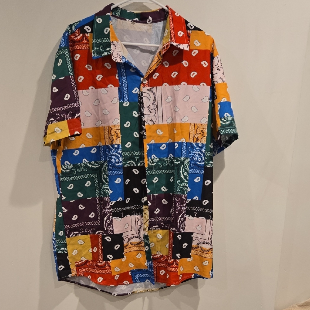 Multicolor Patchwork Men's Shirt - Picture 1 of 3
